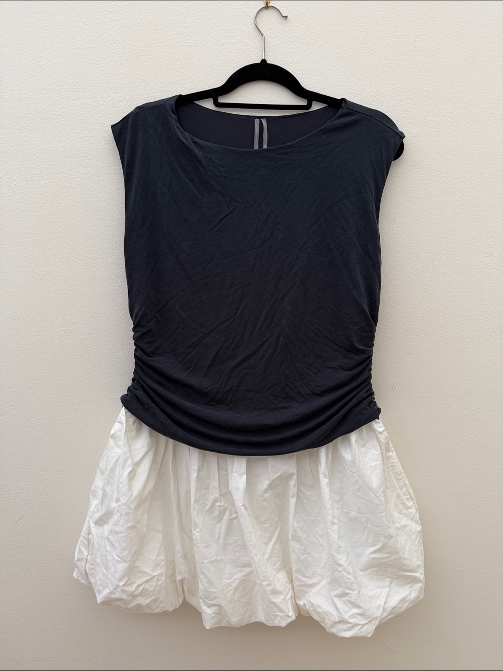 Anthropologie Two-Tone Mini Dress in Dark Charcoal and White